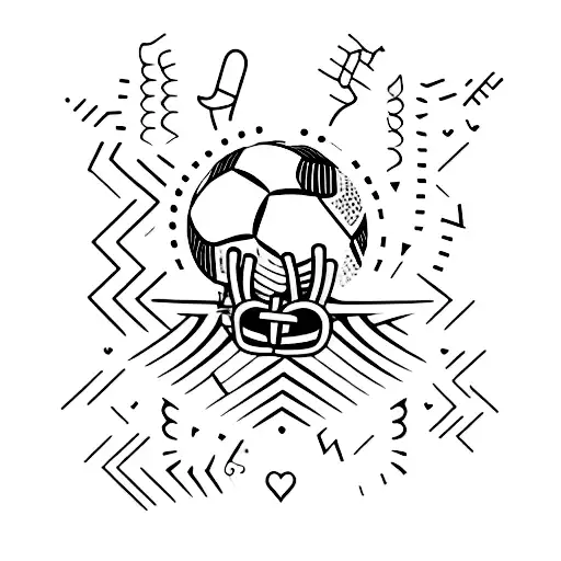 A Minimalist Design Of A Football And Guitar Combined With A Heart