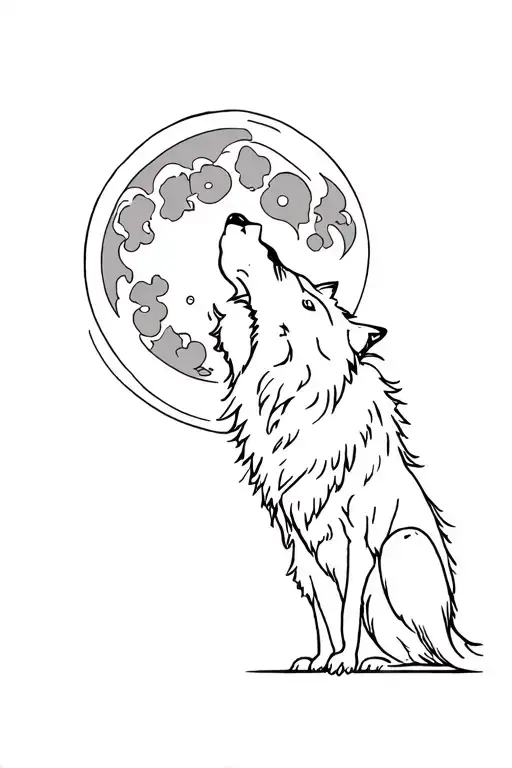 Graffiti Style Tattoo Of A Wolf Howling At The Moon