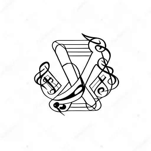 Musical Notes Intertwined With Football Symbols