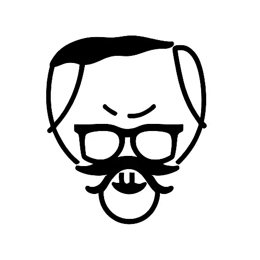 Grandfather With Mostacho And Glasses One Line