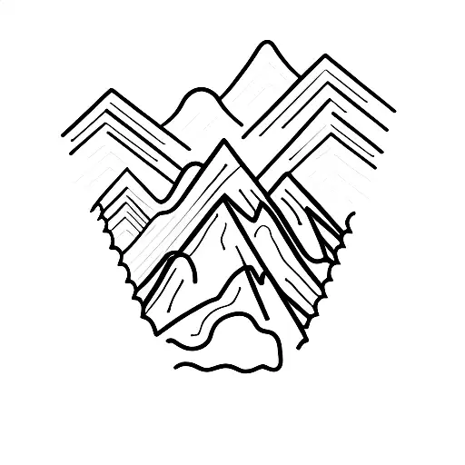 A Minimalist Tattoo Of A Mountain Range With A Book Nestled Between The Peaks