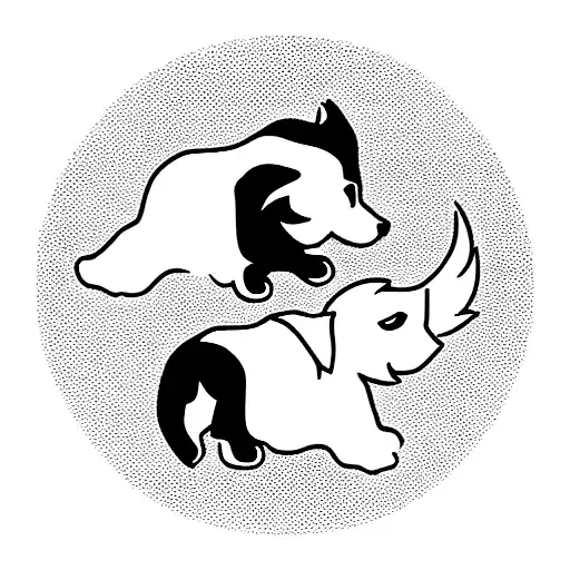 Black Shih Tzu And White Japanese Spitz As Yin Yang