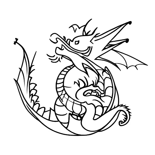 Dragon Relaxing Under A Palm Tree