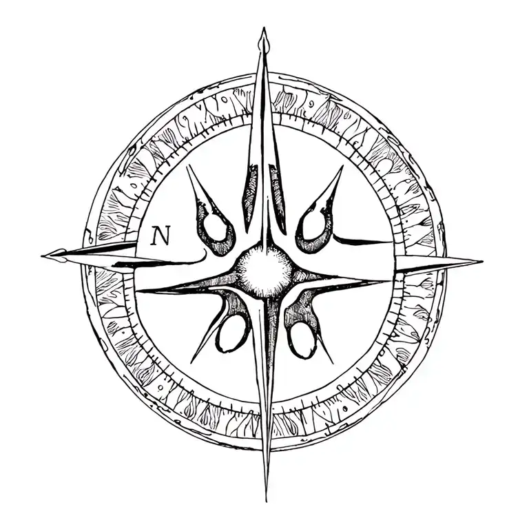 Dog Paw Print Forming A Compass