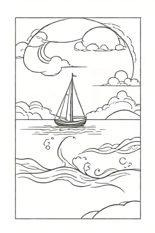 Boat Sailing Through River Surrounded By Fire