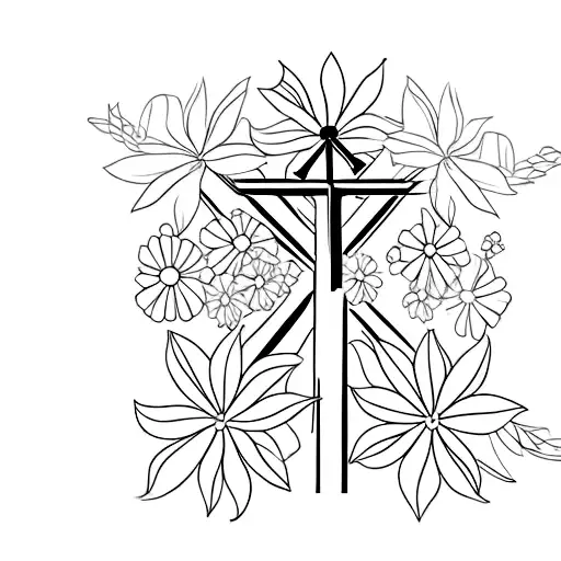 Christian Cross With Flower