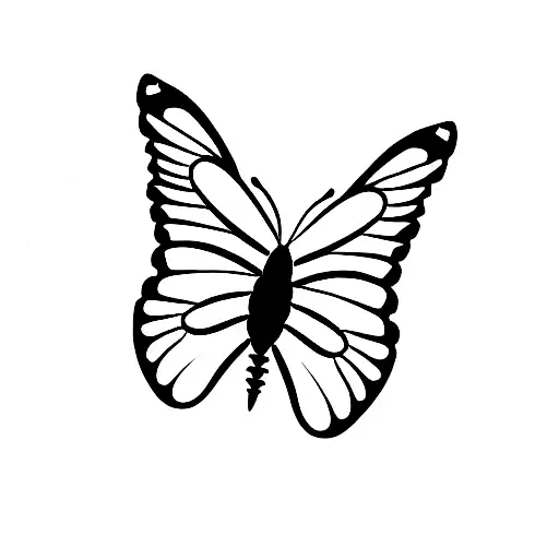 Butterfly With A Flower Wing And A Semi Colon As The Body