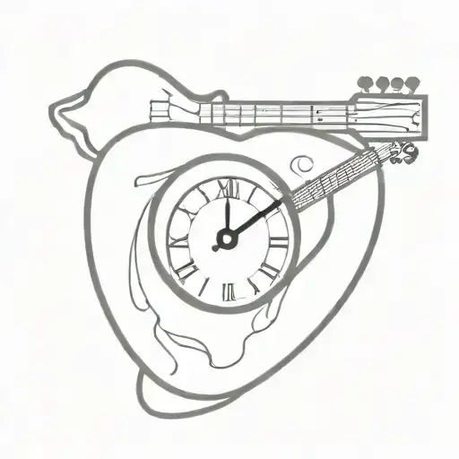 Guitar And Clock Face