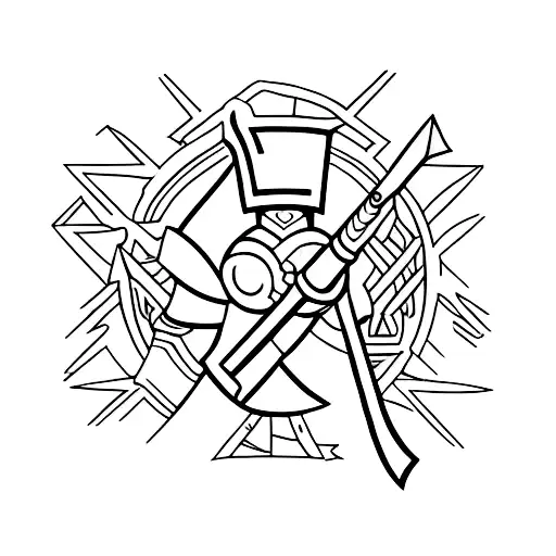 Warrior Wielding A Battle Axe With The Northern Lights In The Background