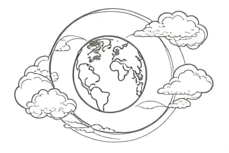 Globe With Clouds Surrounding