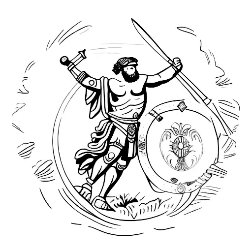 Gladiator Half Person And Roman Statue