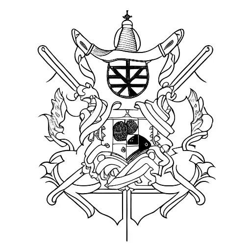 A Minimalist Tattoo Of The Shield Of Colon De Santa Fe With The Star On It