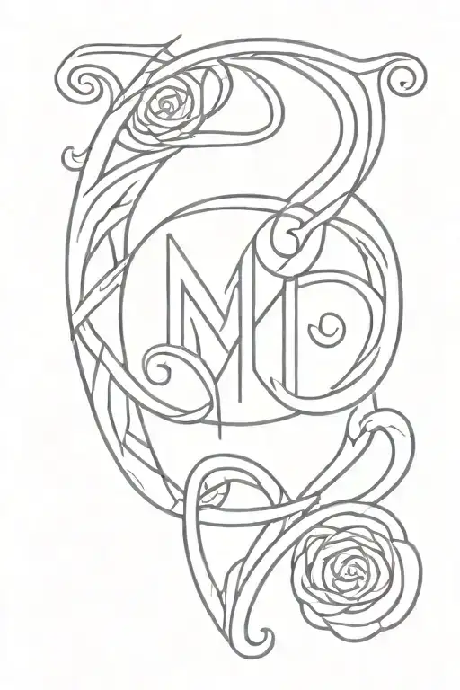 Aries Zodiac Sign Letter M P Intertwined