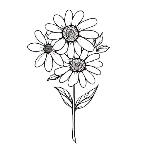 Sanskrit Word Santosha Containing Drawings Of A Daisy Flower And A Cosme Flower