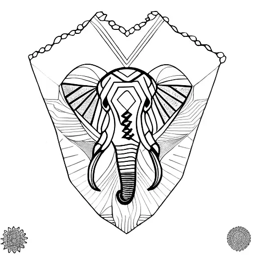 Fine Line Elephant Mandala Sternum