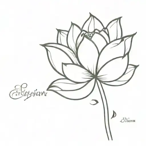 Lotus Flower With The Word Elysian Written On It's Stem