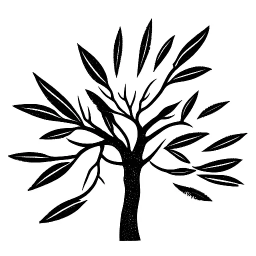 Olive Tree With Flowers And Birds