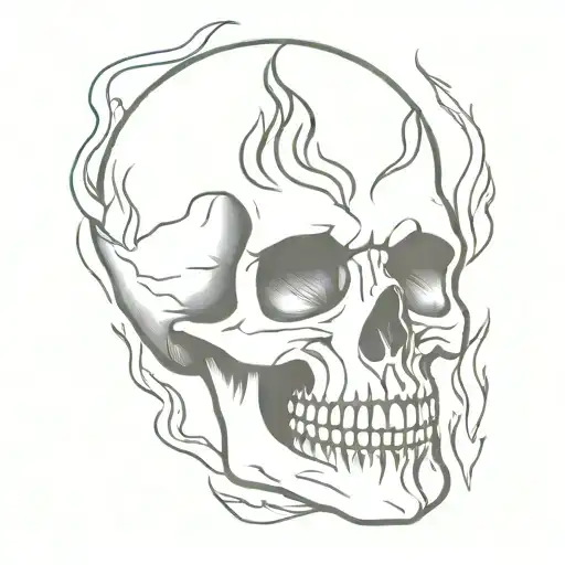 Skull With Fire Rising