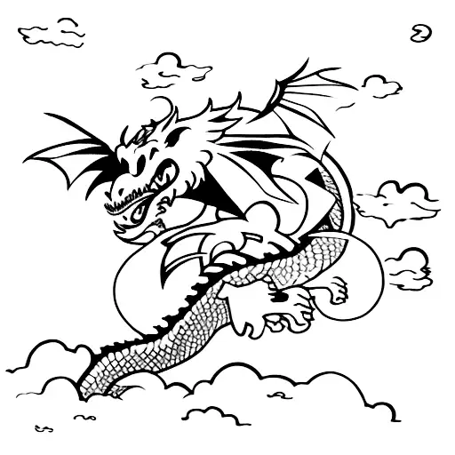 A Dragon Flying Over A City Inspired By A Video Game