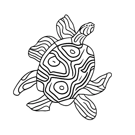 4 Turtles Swimming Through Black Stripes