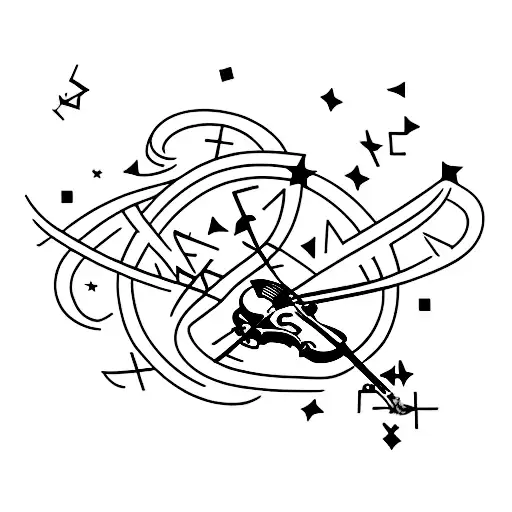A Minimalist Tattoo Of A Violin With A Shooting Star As The Bow