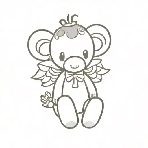 Sad Plain Cute Giraffe Teddy Bear With Angel Wings Sitting
