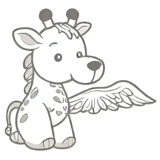 Plain Giraffe Teddy Bear With Angel Wings