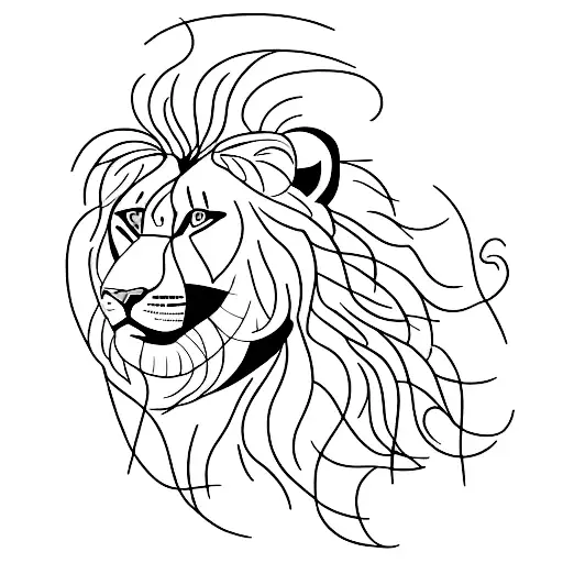 A Minimalist Tattoo Of A Lion Playing A Guitar