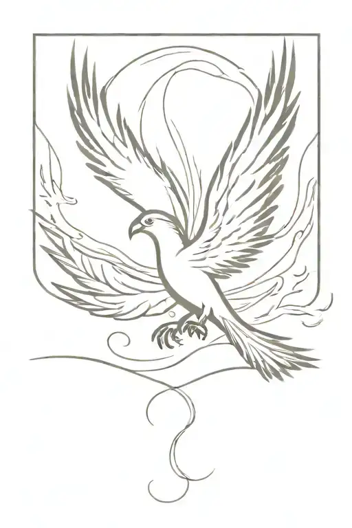 Phoenix Flying With Fire Coming