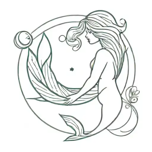 Mermaid And Moon Intertwined