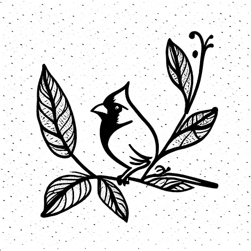 Cardinal With Flowers