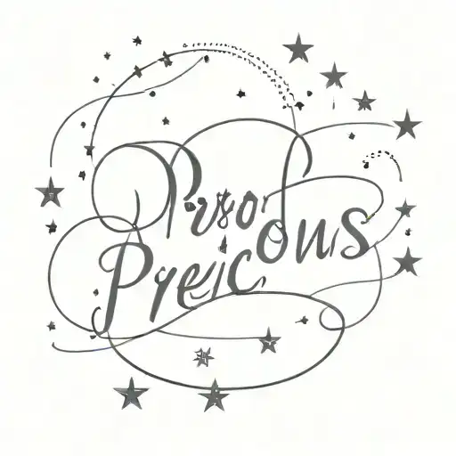 Word Precious In Fine Line With Elegant Font And Little Stars