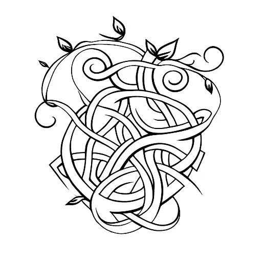 Cross With Vines Fine Line