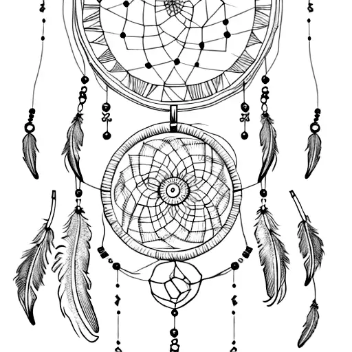 A Whimsical Dreamcatcher With Intricate Details And Feathers Incorporated Into The Design