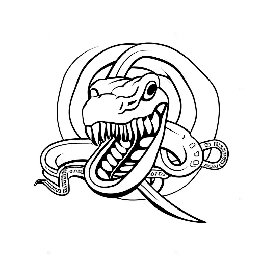 Snake With A Dagger In Mouth