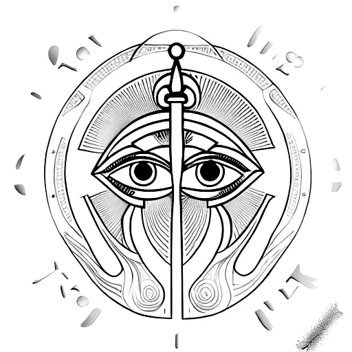 Ankh With Eye Of Ra And Eye Of Horus