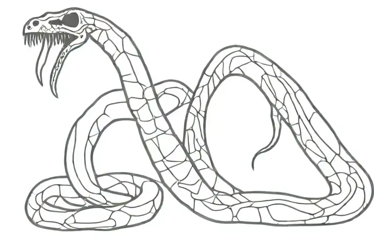 Very Very Long Curved Snake Skeleton