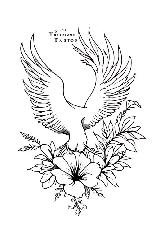 Phoenix Surrounded By Hibiscus Flower With First Names