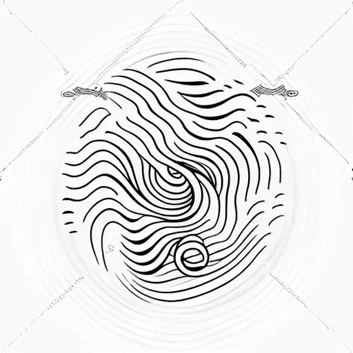 A Minimalist Tattoo Of A Calm Ocean Wave Forming The Shape Of A Treble Clef