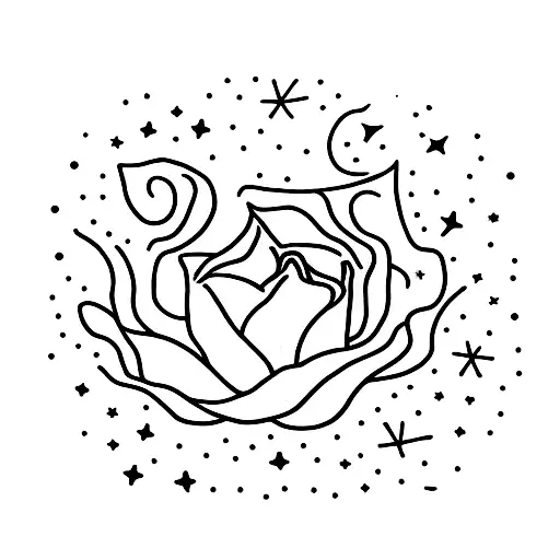 Black Tulip Surrounded By Stars