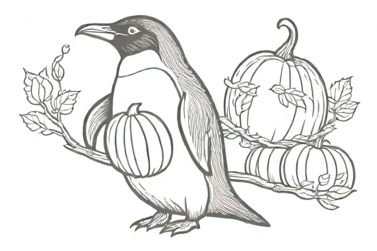 Penguin Holding Pumpkin