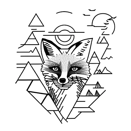 Fox Sitting On The Top Of Mountain At Night