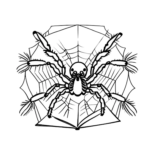 A Minimalist Tattoo Of A Law Book With A Spider Crawling On It