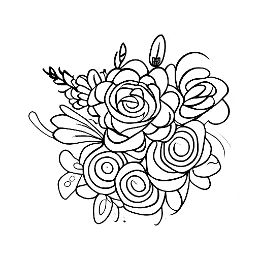 Bouquet Of Flowers With Circle