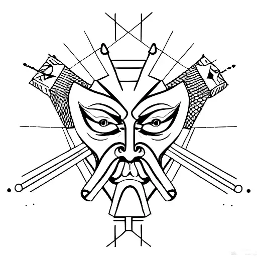 Create A Minimalist Tattoo Of A Guy Fawkes Mask With Hidden Illuminati Symbols Within The Design