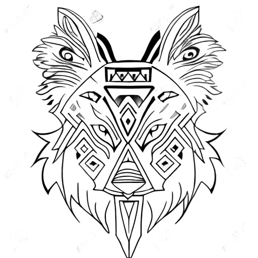 Tribal Wolf Side Neck