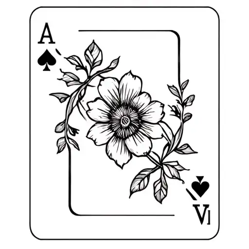 Ace Card With Flower Intertwined Vines