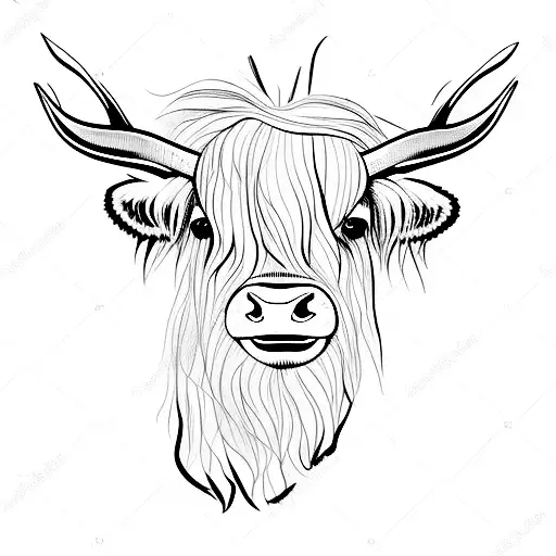 Highland Cow With Out Hair Infront Of Face