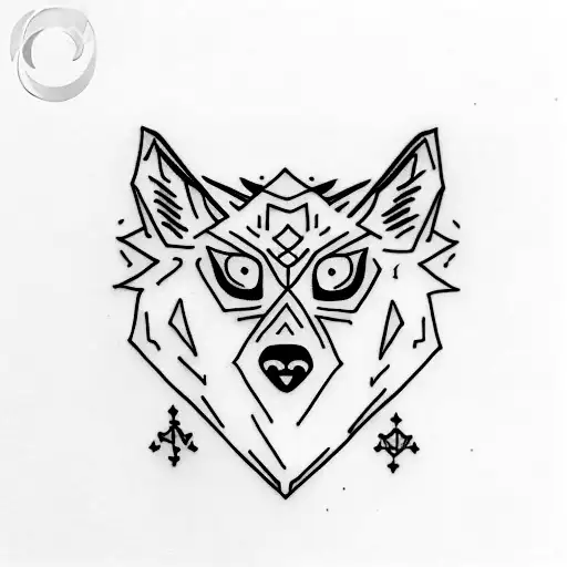 A Tattoo Of A Little Boy Protected By A Lone Wolf On The Left Chest