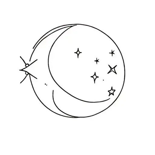Neda Symbol Moon And Shooting Star